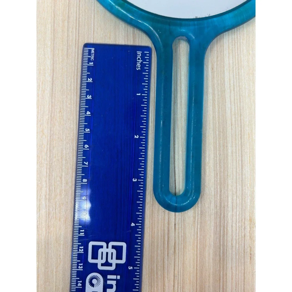 Goody Vintage Teal Hand Mirror Plastic Round Vanity Mirror